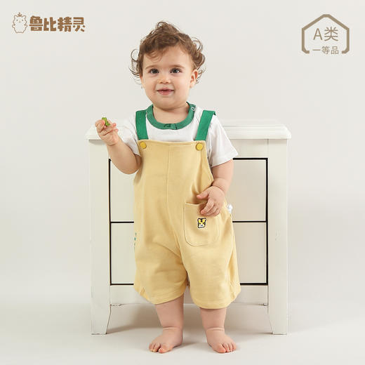 【宝宝时尚纯棉背带裤】春秋款男童女童吊带连体高腰背带裤洋气婴儿短裤子 商品图0