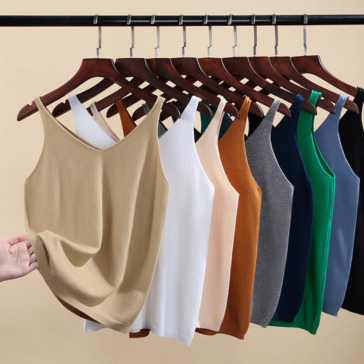 吊带背心女，新款女装气质v领洋气小衫宽松遮肚子无袖上衣SG-DY030107 商品图1