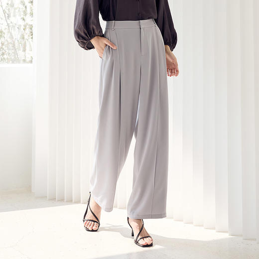 玳莎垂感直筒休闲裤女2023新款半松紧腰宽松显瘦西装裤裤子  DA36307 商品图0