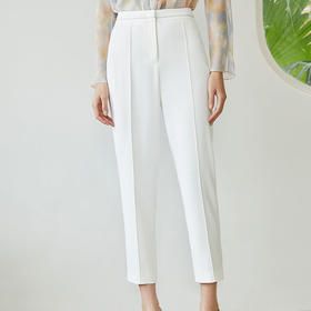 玳莎简约九分烟管裤女2023春季新款百搭显瘦设计感小众直筒西装裤  DA36309