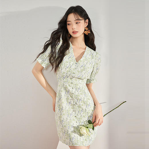 西遇法式碎花连衣裙女夏季新款气质收腰显瘦高级感茶歇裙10930934 商品图2