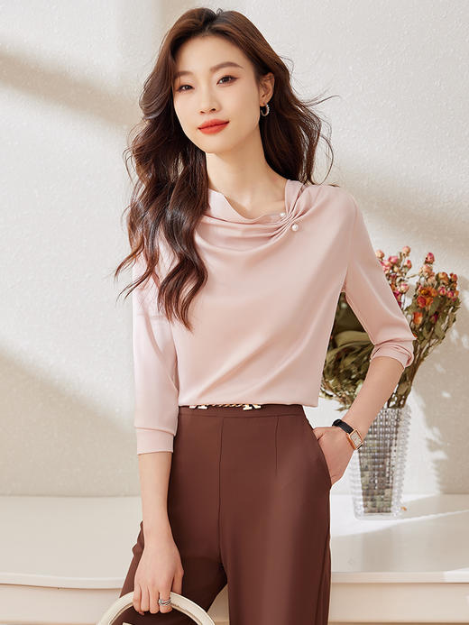 新品职业通勤衬衫A字高腰半身裙子休闲裤子两件套装 商品图1