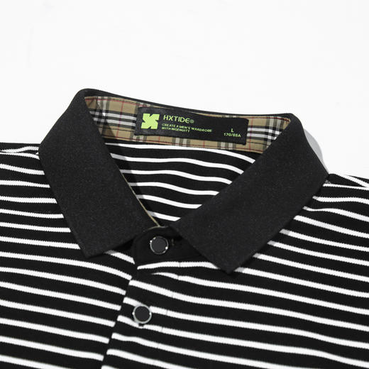 【断码清仓】HX 夏季翻领短袖T恤经典撞色条纹Y102320022101POLO杉 商品图6