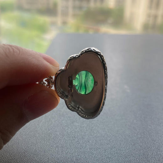 高冰种阳绿翡翠大弥勒佛18k白金钻石镶嵌 商品图7