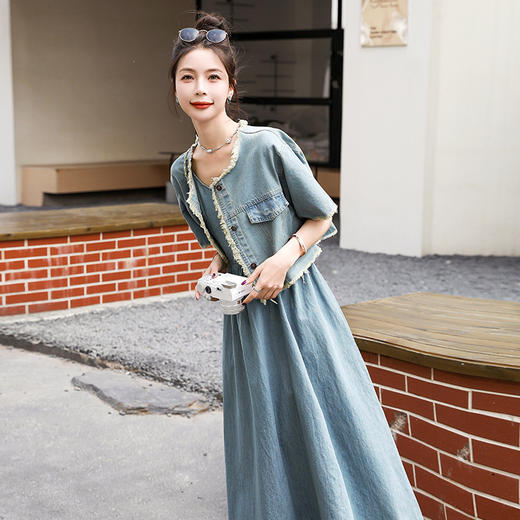 牛仔复古气质套装女连衣裙，夏季薄新款韩版半身裙子时尚两件套HR-CZJ1317 商品图3