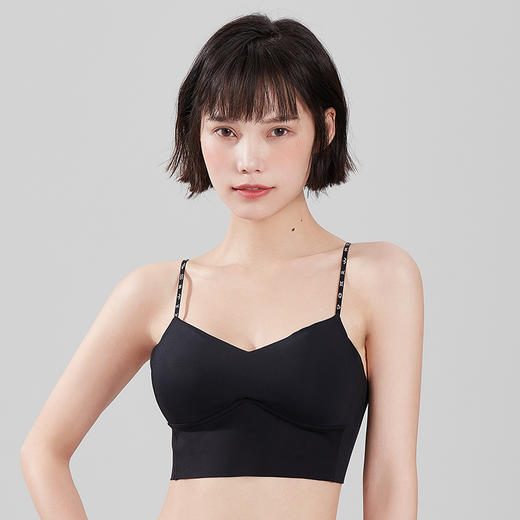 都市丽人Vbra内衣无尺码薄背心式泳布文胸无排扣无钢圈LB364K 商品图0