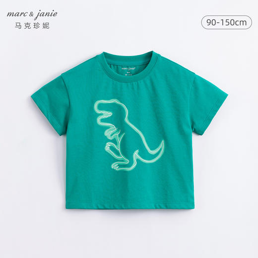 马克珍妮夏装新款 男童恐龙涂鸦纯棉短袖T恤230739 商品图0