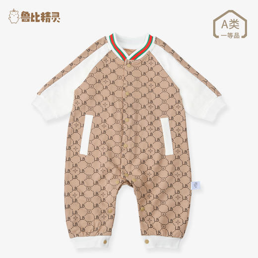 【宝宝棒球领连体衣】婴儿春秋款连体衣宝宝衣服长袖棒球领外出服抱衣新生儿哈衣外套 商品图5