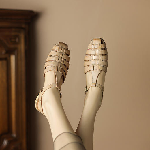 复古法式，平跟真皮凉鞋DP-9172 商品图12