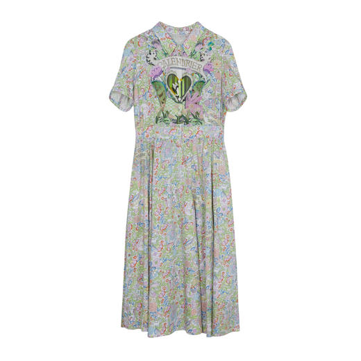 谜底碎花连衣裙短袖2023夏季新款复古文艺花色收腰长裙232ML0709 商品图4