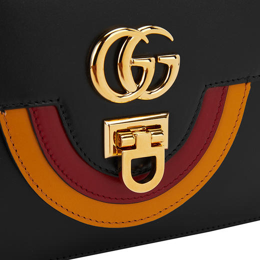 GUCCI 古驰 女包 SS23女士牛皮双G锁扣单肩斜挎包链条包 黑色655639UBGAX 商品图3