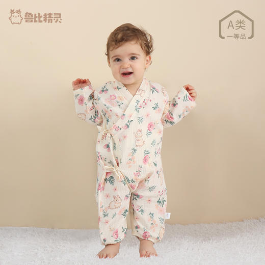【婴儿薄款纱布棉连体衣】春夏新生儿宝宝长袖和尚服A类纯棉家居爬服 商品图1