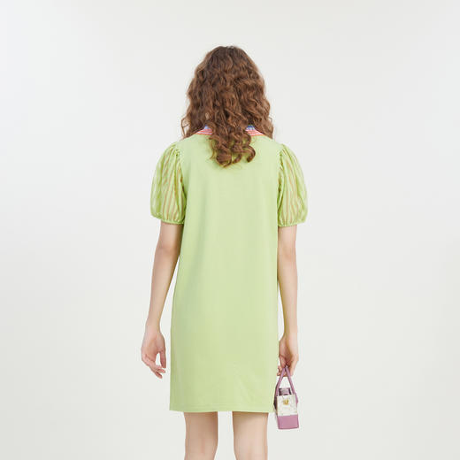 谜底POLO领针织连衣裙短袖女2023夏新款修身拼接中长款232MZ0878 商品图2