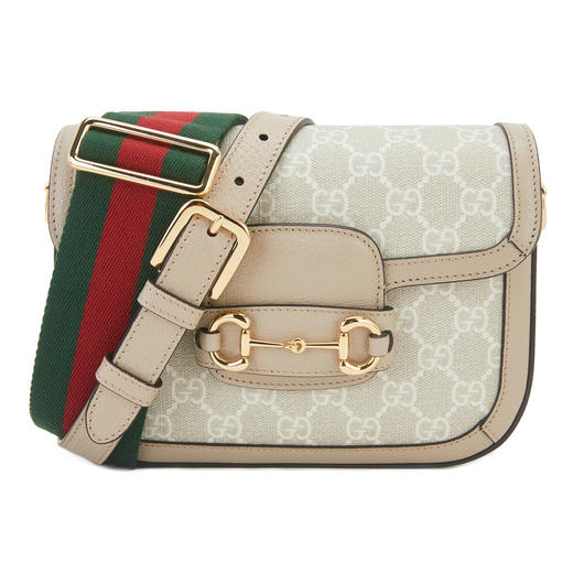 GUCCI 古驰  米色/白色经典马衔扣迷你单肩马鞍包斜挎包658574UULAG 商品图0