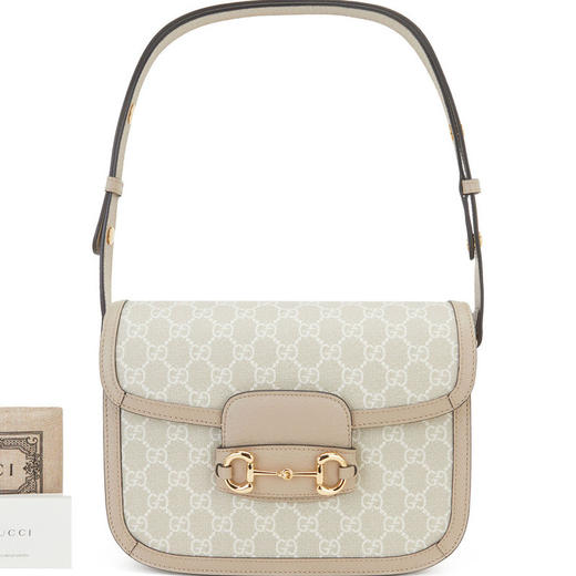 GUCCI 古驰   女包 1955马衔扣手袋单肩斜挎提挎马鞍包 米白色602204 UULBG 商品图4