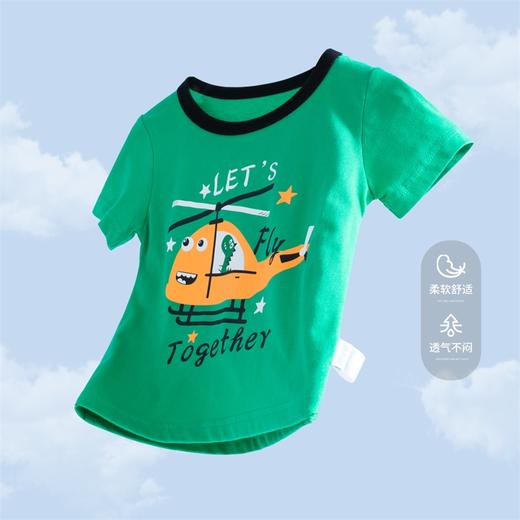 贝贝怡卡通飞机男童短袖T恤衫夏季儿童半袖男宝宝纯棉上衣夏装潮 商品图4