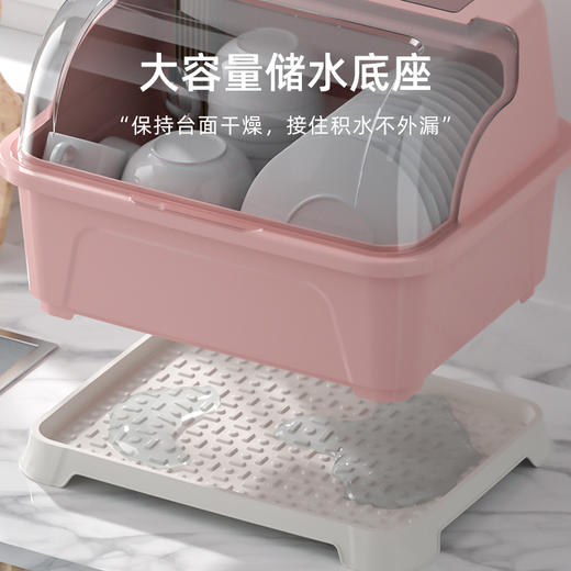 「防尘沥水！分类收纳」装碗筷收纳盒 带沥水放碗箱碗碟收纳整理架厨房用品台面碗柜 商品图3