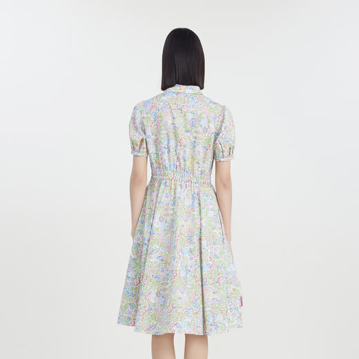 谜底碎花连衣裙短袖2023夏季新款复古文艺花色收腰长裙232ML0709 商品图2