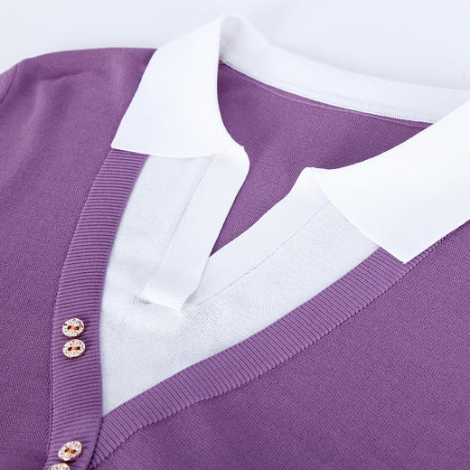 NF661斯尔丽瑟俪23春夏新款时尚撞色拼接显瘦女式针织衫 商品图4