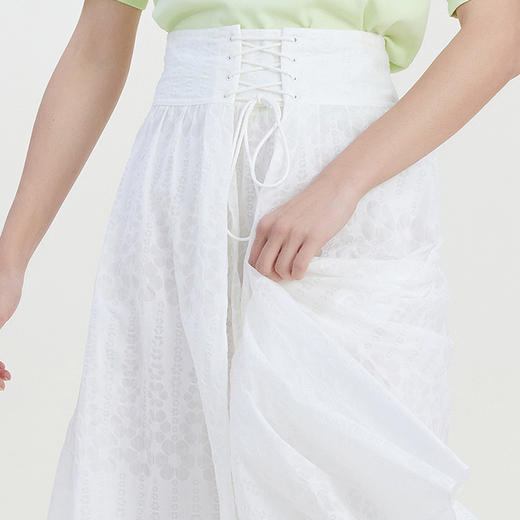 谜底系带半身裙2023夏季新款浪漫提花A型长裙纯棉舒适女232MB0529 商品图3