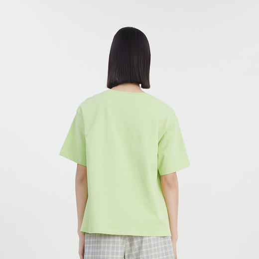 谜底圆领印花T恤女2023夏季新款简约时尚学院风宽松上衣232MT0583 商品图2