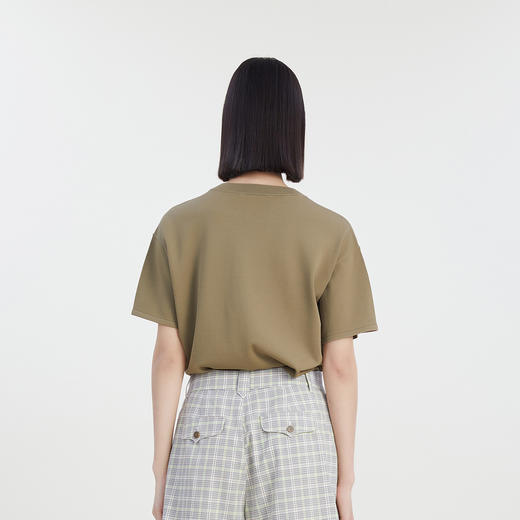 谜底宽松短款针织衫女23夏款学院风绣花圆领套头衫短袖232MZ0863 商品图2