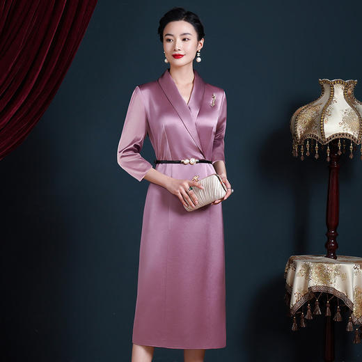 JC-5281婆婆装喜婆婆礼服结婚婚宴装旗袍高贵连衣裙婚礼气质年轻款 商品图2