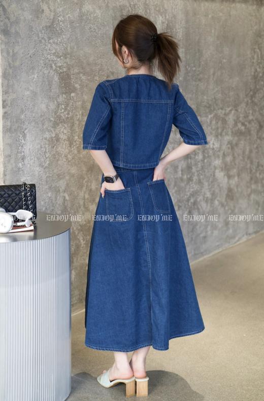 【门店同款】2023年夏季钉钻方领百褶牛仔套装 150603851 商品图5