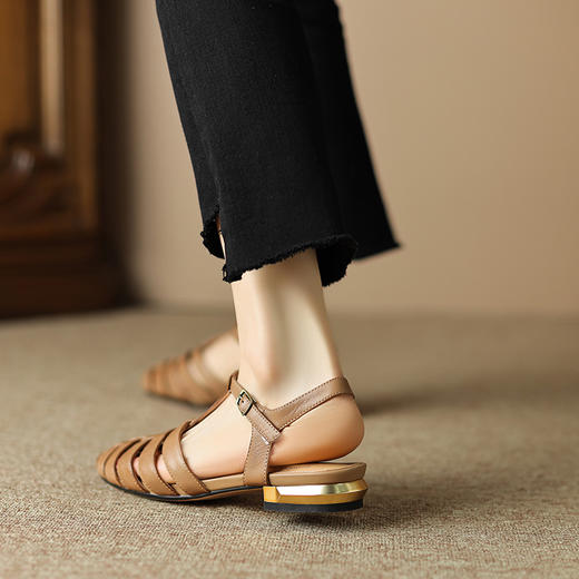 复古法式，平跟真皮凉鞋DP-9172 商品图2