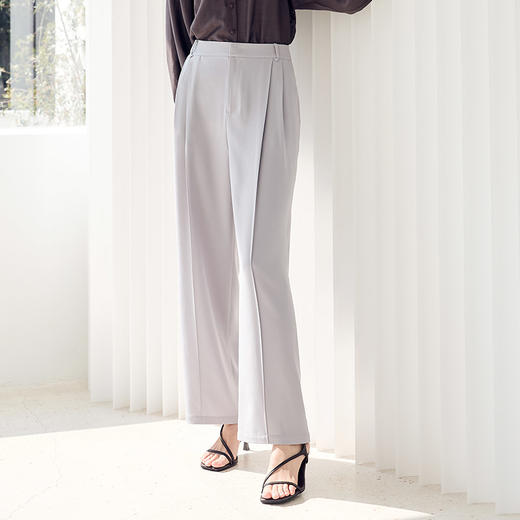 玳莎垂感直筒休闲裤女2023新款半松紧腰宽松显瘦西装裤裤子  DA36307 商品图2