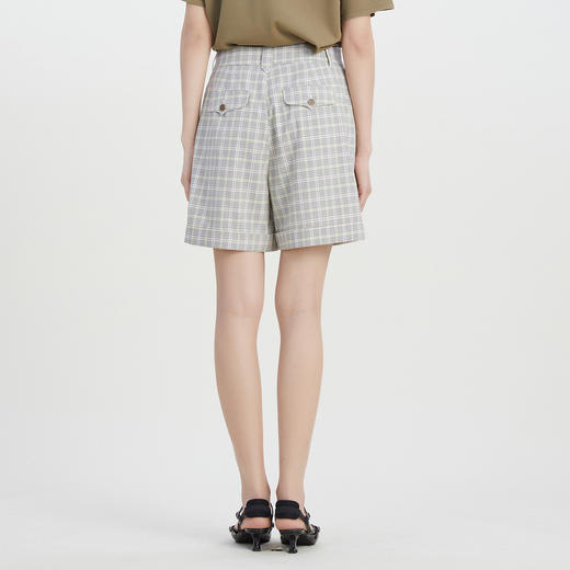 谜底格纹短裤女2023夏新款复古高腰时尚格子修身直筒裤232MK0575 商品图2