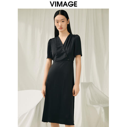 VIMAGE纬漫纪春季新款V领显瘦百搭通勤连衣裙V1907540 商品图5