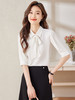 五分袖飘带领结职业衬衫高腰A字半身裙子 商品缩略图0