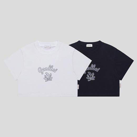 GOODBAI GOODEES logo印花宽松crop短袖T恤 商品图1