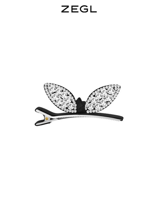 ZEGL兔耳朵发夹女后脑勺秋冬边夹侧边一字夹法式新年发饰夹子头饰 商品图0