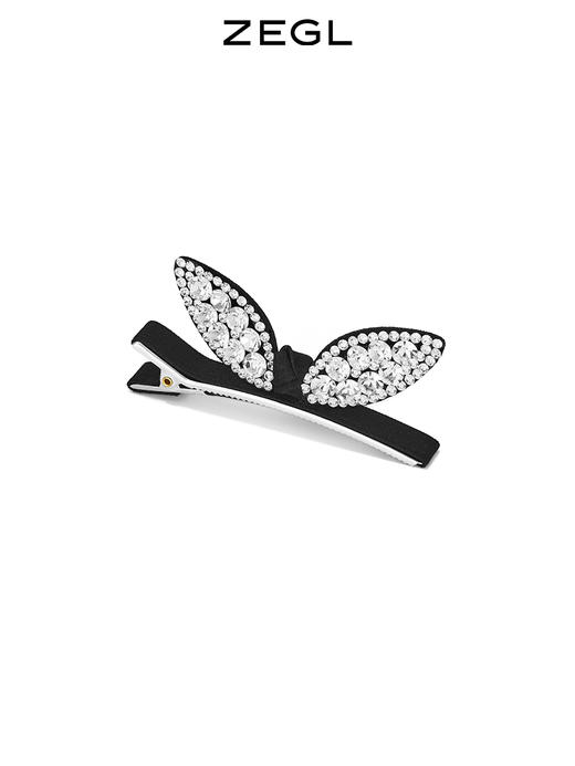 ZEGL兔耳朵发夹女后脑勺秋冬边夹侧边一字夹法式新年发饰夹子头饰 商品图3