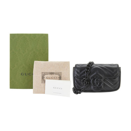 GUCCI 古驰 女士GG Marmont系列超单肩斜跨链条包牛皮链条 699757UM8KV 商品图4
