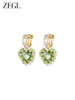 ZEGL绿色爱心耳环女小众设计感高级耳钉耳夹无耳洞925银针耳饰品 商品缩略图2