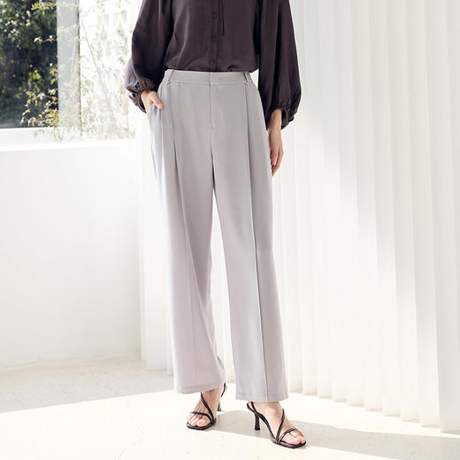 玳莎垂感直筒休闲裤女2023新款半松紧腰宽松显瘦西装裤裤子  DA36307 商品图1