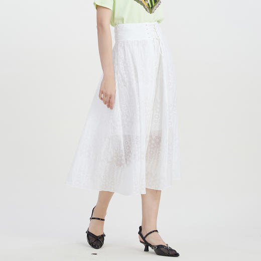 谜底系带半身裙2023夏季新款浪漫提花A型长裙纯棉舒适女232MB0529 商品图1