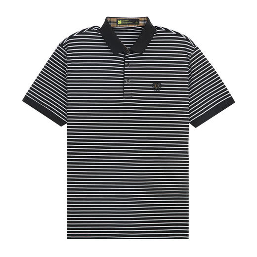 【断码清仓】HX 夏季翻领短袖T恤经典撞色条纹Y102320022101POLO杉 商品图4