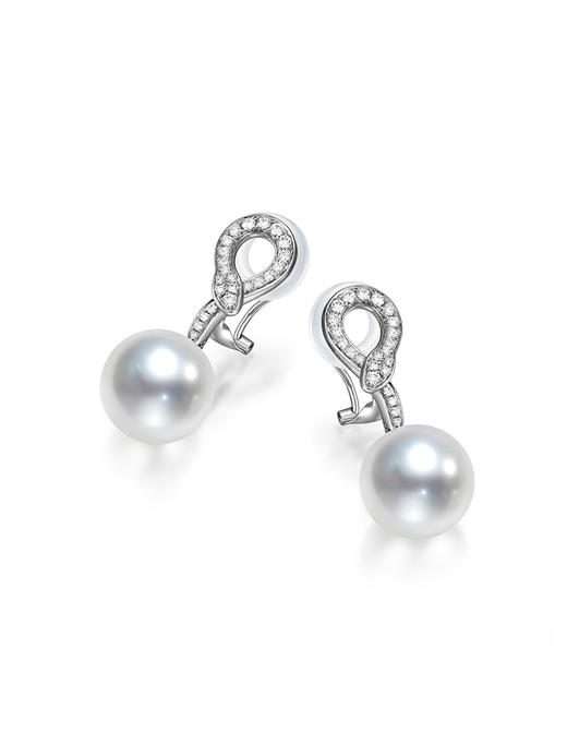 【天猫同款】悦甄 18k金澳白珍珠钻石耳夹  翎蛇 商品图4