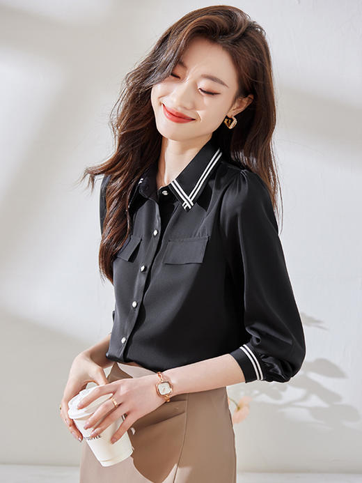 春夏新款时尚百搭衬衫修身洋气穿搭两件套装女 商品图1