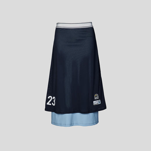 GOODBAI logo印花网眼双层中长半裙 商品图1