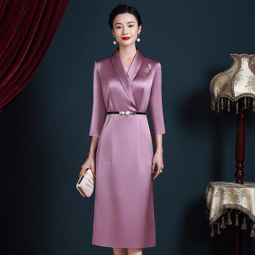 JC-5281婆婆装喜婆婆礼服结婚婚宴装旗袍高贵连衣裙婚礼气质年轻款 商品图3