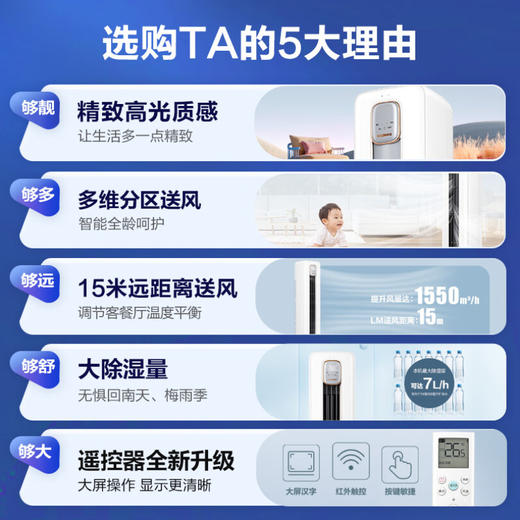 科龙（KELON）空调 3匹 新一级能效 独立大除湿量 变频冷暖圆柱立式柜 KFR-72LW/LM1J-X1(2N87) 商品图1