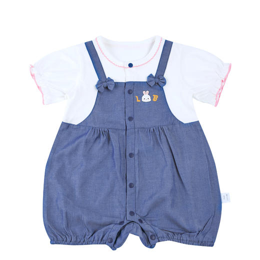 宝宝夏季短袖哈衣拼牛仔假两件背带裤婴儿连体爬服婴幼儿连体衣 商品图4