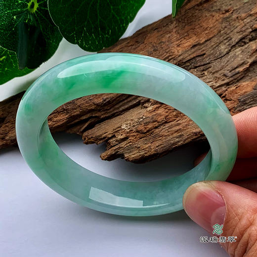 派瑞翡翠 翡翠手镯 糯种 飘花 商品图3