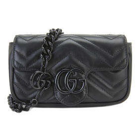 GUCCI 古驰 女士GG Marmont系列超单肩斜跨链条包牛皮链条 699757UM8KV