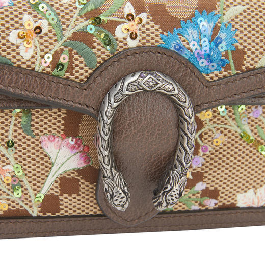 GUCCI 古驰 女包 女士Dionysus系列帆布花卉刺绣单肩斜挎包 茶色476432UKMMN 商品图3